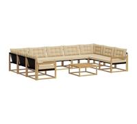 vidaXL Set di divani da esterno con cuscino 10 pcs Bianco e Beige, Divano sezionale moderno da giardino, arredo esterno resistente per lounge patio, set comfort terrazza