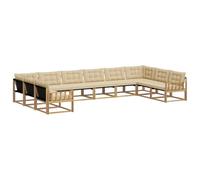 vidaXL Set di divani da esterno con cuscino 10 pcs Bianco e Beige, Set da Giardino, Divano Moderno, Design Ergonomico, Comodi Posti, Divano da Patio, Lounge Resistente per Esterni