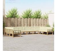 vidaXL Set di divani da esterno con cuscino 10 pcs Bianco e Crema, Divano da giardino moderno, set lounge resistente per esterni, elegante sezione patio, arredi per piscina