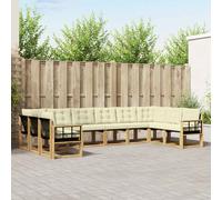 vidaXL Set di divani da esterno con cuscino 10 pcs Bianco e Crema, Mobili da Giardino, Divano Moderno per Esterni, Sezione per Patio, Set Resistente per Terreno