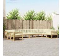 vidaXL Set di divani da esterno con cuscino 10 pcs Bianco e Crema, Divano da giardino moderno, set lounge resistente per esterni, elegante sezione patio, arredi per piscina