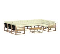 vidaXL Set di divani da esterno con cuscino 10 pcs Bianco e Crema, Divano sezionale moderno da giardino, arredo esterno resistente per lounge patio, set comfort terrazza