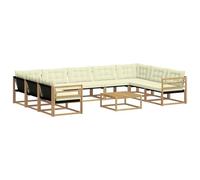 vidaXL Set di divani da esterno con cuscino 10 pcs Bianco e Crema, Divano sezionale moderno da giardino, arredo esterno resistente per lounge patio, set comfort terrazza