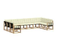 vidaXL Set di divani da esterno con cuscino 10 pcs Bianco e Crema, Mobili da Giardino, Divano Moderno per Esterni, Sezione per Patio, Set Resistente per Terreno