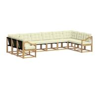 vidaXL Set di divani da esterno con cuscino 10 pcs Bianco e Crema, Mobili da Giardino, Divano Moderno per Esterni, Sezione per Patio, Set Resistente per Terreno