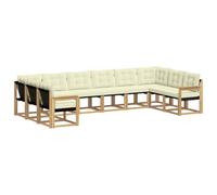 vidaXL Set di divani da esterno con cuscino 10 pcs Bianco e Crema, Mobili da Giardino, Divano Moderno per Esterni, Sezione per Patio, Set Resistente per Terreno