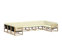 vidaXL Set di divani da esterno con cuscino 10 pcs Bianco e Crema, Set da Giardino, Divano Moderno, Design Ergonomico, Comodi Posti, Divano da Patio, Lounge Resistente per Esterni