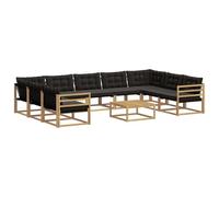 vidaXL Set di divani da esterno con cuscino 10 pcs Bianco e Nero, Divano sezionale moderno da giardino, arredo esterno resistente per lounge patio, set comfort terrazza
