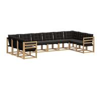 vidaXL Set di divani da esterno con cuscino 10 pcs Bianco e Nero, Mobili da Giardino, Divano Moderno per Esterni, Sezione per Patio, Set Resistente per Terreno
