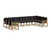 vidaXL Set di divani da esterno con cuscino 10 pcs Bianco e Nero, Mobili da Giardino, Divano Moderno per Esterni, Sezione per Patio, Set Resistente per Terreno