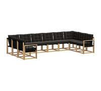 vidaXL Set di divani da esterno con cuscino 10 pcs Bianco e Nero, Mobili da Giardino, Divano Moderno per Esterni, Sezione per Patio, Set Resistente per Terreno