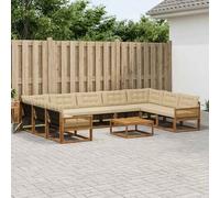 vidaXL Set di divani da esterno con cuscino 10 pcs Naturale e Beige, Divano sezionale moderno da giardino, arredo esterno resistente per lounge patio, set comfort terrazza