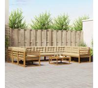 vidaXL Set di divani da esterno con cuscino 10 pcs Naturale e Beige, Divani da esterno, set di divani moderni e resistenti, patio lounge, divano da giardino, mobili da terrazza