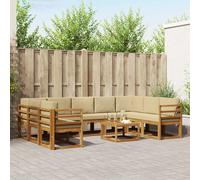 vidaXL Set di divani da esterno con cuscino 10 pcs Naturale e Beige