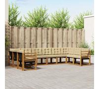 vidaXL Set di divani da esterno con cuscino 10 pcs Naturale e Beige