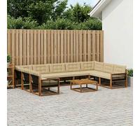 vidaXL Set di divani da esterno con cuscino 10 pcs Naturale e Beige, Divano sezionale moderno da giardino, arredo esterno resistente per lounge patio, set comfort terrazza