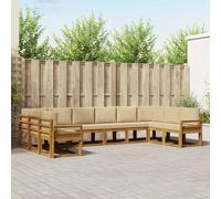 vidaXL Set di divani da esterno con cuscino 10 pcs Naturale e Beige, Lettino da giardino, set di divani moderni, resistente per patio all'aperto, posti flessibili per il relax