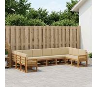 vidaXL Set di divani da esterno con cuscino 10 pcs Naturale e Beige, Lounge da Giardino, Set Divani Moderno, Arredo Sezionale Resistente, Per Relax in Patios e Giardini