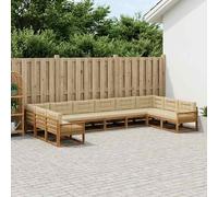 vidaXL Set di divani da esterno con cuscino 10 pcs Naturale e Beige, Divano da giardino moderno, set lounge resistente per esterni, elegante sezione patio, arredi per piscina