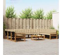 vidaXL Set di divani da esterno con cuscino 10 pcs Naturale e Beige, Divano da esterno, moderno e sezionale, perfetto per giardino, relax in terrazza e patio