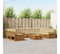 vidaXL Set di divani da esterno con cuscino 10 pcs Naturale e Beige