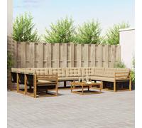 vidaXL Set di divani da esterno con cuscino 10 pcs Naturale e Beige