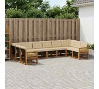 vidaXL Set di divani da esterno con cuscino 10 pcs Naturale e Beige, Mobili da Giardino, Divano Moderno per Esterni, Sezione per Patio, Set Resistente per Terreno