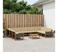 vidaXL Set di divani da esterno con cuscino 10 pcs Naturale e Beige