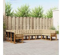 vidaXL Set di divani da esterno con cuscino 10 pcs Naturale e Beige, Divano moderno per esterni, lounge da giardino, set sezionale, seduta patio resistente, arredo terrazza confortevole