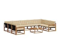 vidaXL Set di divani da esterno con cuscino 10 pcs Naturale e Beige, Divano da esterno, moderno e sezionale, perfetto per giardino, relax in terrazza e patio