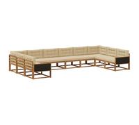 vidaXL Set di divani da esterno con cuscino 10 pcs Naturale e Beige, Divano da giardino moderno, set lounge resistente per esterni, elegante sezione patio, arredi per piscina