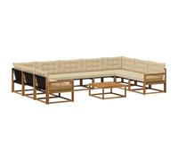 vidaXL Set di divani da esterno con cuscino 10 pcs Naturale e Beige, Divano sezionale moderno da giardino, arredo esterno resistente per lounge patio, set comfort terrazza