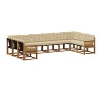vidaXL Set di divani da esterno con cuscino 10 pcs Naturale e Beige, Mobili da Giardino, Divano Moderno per Esterni, Sezione per Patio, Set Resistente per Terreno