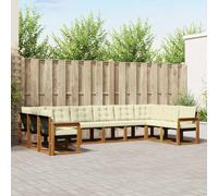 vidaXL Set di divani da esterno con cuscino 10 pcs Naturale e Crema, Divano moderno per esterni, lounge da giardino, set sezionale, seduta patio resistente, arredo terrazza confortevole