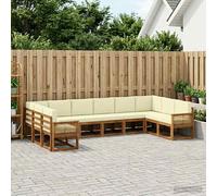 vidaXL Set di divani da esterno con cuscino 10 pcs Naturale e Crema, Lounge da Giardino, Set Divani Moderno, Arredo Sezionale Resistente, Per Relax in Patios e Giardini