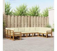 vidaXL Set di divani da esterno con cuscino 10 pcs Naturale e Crema, Lettino da giardino, set di divani moderni, resistente per patio all'aperto, posti flessibili per il relax