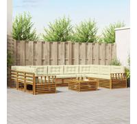 vidaXL Set di divani da esterno con cuscino 10 pcs Naturale e Crema, Divano Giardino Moderno, Set Lounge Esterno, Arredo Patio, Seduta Resistente e Confortevole