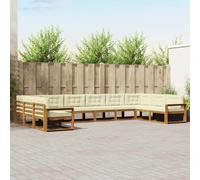vidaXL Set di divani da esterno con cuscino 10 pcs Naturale e Crema, Divano da giardino moderno, set lounge resistente per esterni, elegante sezione patio, arredi per piscina
