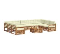 vidaXL Set di divani da esterno con cuscino 10 pcs Naturale e Crema, Divano Giardino Moderno, Set Lounge Esterno, Arredo Patio, Seduta Resistente e Confortevole