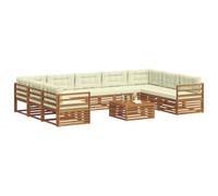 vidaXL Set di divani da esterno con cuscino 10 pcs Naturale e Crema, Divano Giardino Moderno, Set Lounge Esterno, Arredo Patio, Seduta Resistente e Confortevole