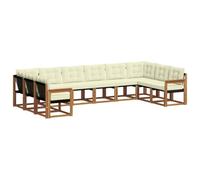 vidaXL Set di divani da esterno con cuscino 10 pcs Naturale e Crema, Divano moderno per esterni, lounge da giardino, set sezionale, seduta patio resistente, arredo terrazza confortevole