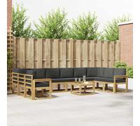 vidaXL Set di divani da esterno con cuscino 11 pcs Bianco e Antracite, Divano in legno di acacia, moderno, resistente alle intemperie, arredo versatile per il tuo giardino