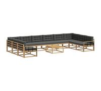 vidaXL Set di divani da esterno con cuscino 11 pcs Bianco e Antracite, Set divano giardino in legno acacia, moderno ed accogliente per patio, cortile e piscina