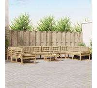 vidaXL Set di divani da esterno con cuscino 11 pcs Bianco e Beige, Set divano giardino in legno acacia, moderno ed accogliente per patio, cortile e piscina