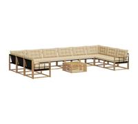 vidaXL Set di divani da esterno con cuscino 11 pcs Bianco e Beige, Set da giardino, divano moderno per esterni, lounge resistente, divano in Textilene, posti per patio resistenti al tempo