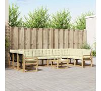 vidaXL Set di divani da esterno con cuscino 11 pcs Bianco e Crema, Sofa da giardino, set modulare moderno, arredo per terrazza, relax e comfort estivo