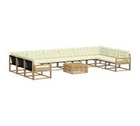 vidaXL Set di divani da esterno con cuscino 11 pcs Bianco e Crema, Set da giardino, divano moderno per esterni, lounge resistente, divano in Textilene, posti per patio resistenti al tempo