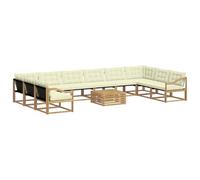 vidaXL Set di divani da esterno con cuscino 11 pcs Bianco e Crema, Set da giardino, divano moderno per esterni, lounge resistente, divano in Textilene, posti per patio resistenti al tempo