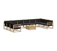 vidaXL Set di divani da esterno con cuscino 11 pcs Bianco e Nero, Set da giardino, divano moderno per esterni, lounge resistente, divano in Textilene, posti per patio resistenti al tempo