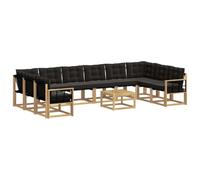vidaXL Set di divani da esterno con cuscino 11 pcs Bianco e Nero, Sofa da giardino, set modulare moderno, arredo per terrazza, relax e comfort estivo